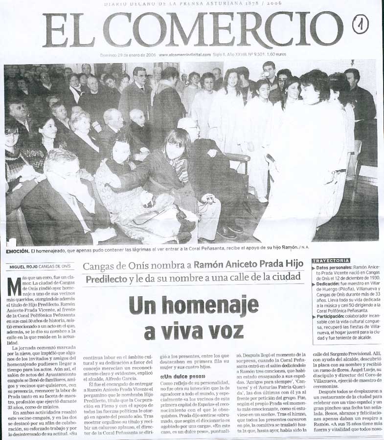 Recorte en El Comercio, página 1