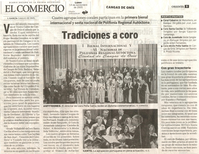 1ª Bienal Internacional de Polifonía Regional Autóctona “Ciudad de Cangas de Onís”