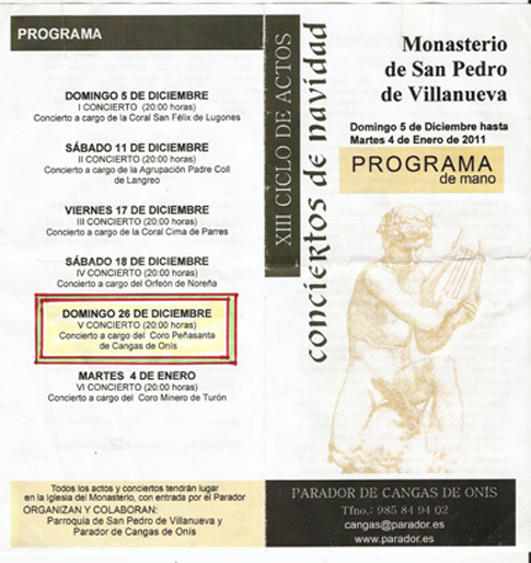 CONCIERTO DE NAVIDAD (XIII Ciclo organizado por la Parroquia de Villanueva y el PARADOR)