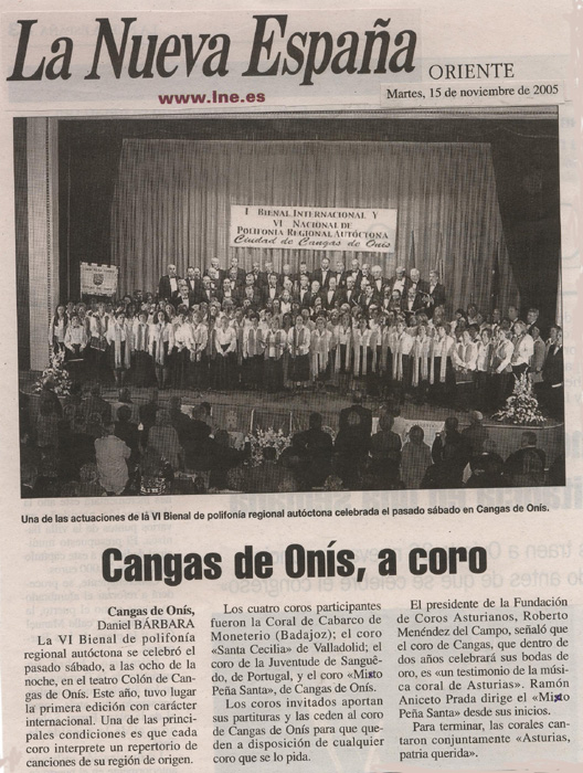 1ª Bienal Internacional de Polifonía Regional Autóctona “Ciudad de Cangas de Onís”